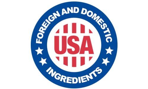 Made in USA with foreign and domestic ingredients